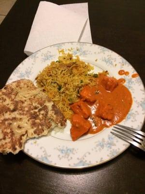 Chicken tikka masala, chicken biryani and naan. This place is legit!