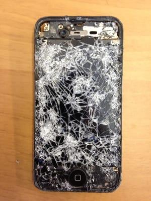 iPhone 4S Broken LCD/Digitizer that was in a Quad motorcycle accident, bike rolled on customer and landed on his phone.