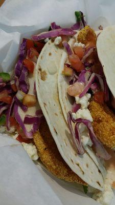 Fish tacos. Three for 7.99. Doesn't include side or drink.