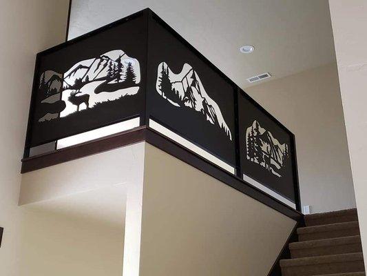 Custom plasma cut indoor railing.