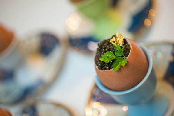 Truffled chawanmushi en coquille, baby oyster mushrooms, malossol caviar
