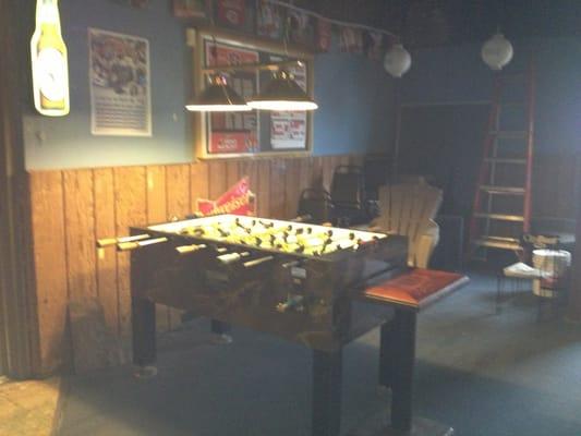 Here we see the foosball table