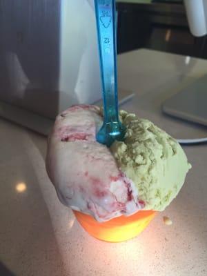 Raspberry swirl and pistachio