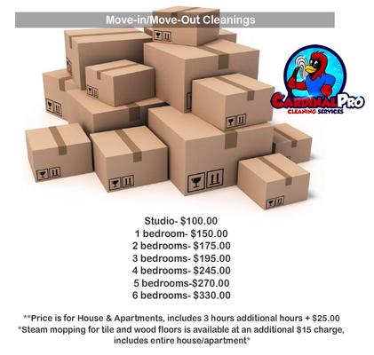 Move-In / Move-Out Cleaning Prices