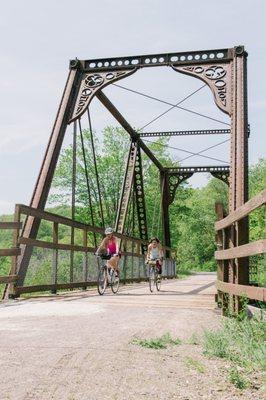 Crossing the historic Bollman Bridge near Deal, Pa.