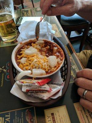 Chili with cheese and onions