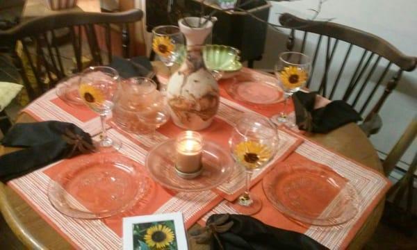 Hand painted glasses by Liz Zieler owner to accent your antiques