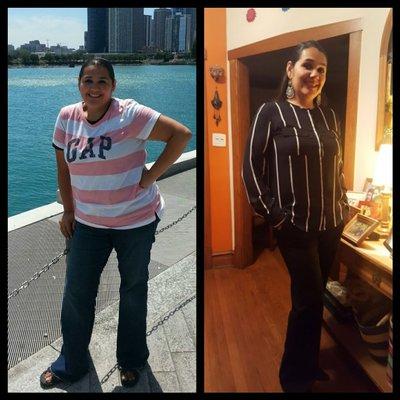 Raquel perdió 35 libras.