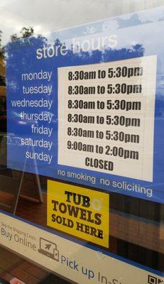 Our Current store hours!