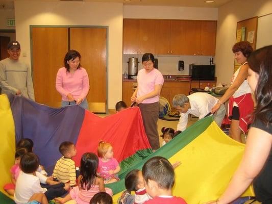 Kids love parachute play time!