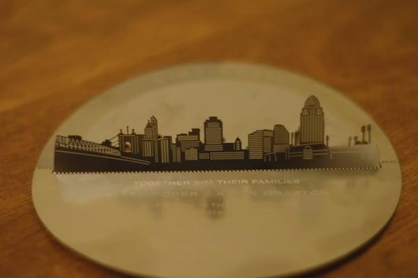 5.25 Inch round, .015 inches thick foldable Metal Wedding Invitation