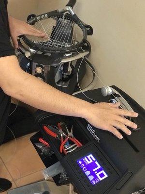 Slow and steady. Your racket is under professional care!