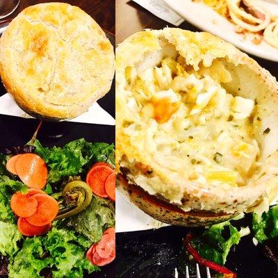 Alaskan king crab pot pie. Savory and good.