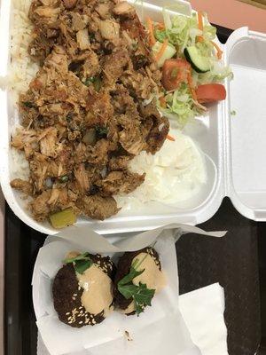 Shawarma platter and a side of falafel