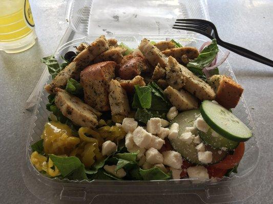 Pretty Legit Greek salad. Added chicken.