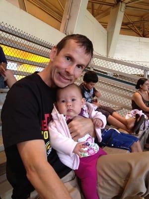 Kert (and my daughter Bee) at the Maui Base Ball game, (which we sponsor)